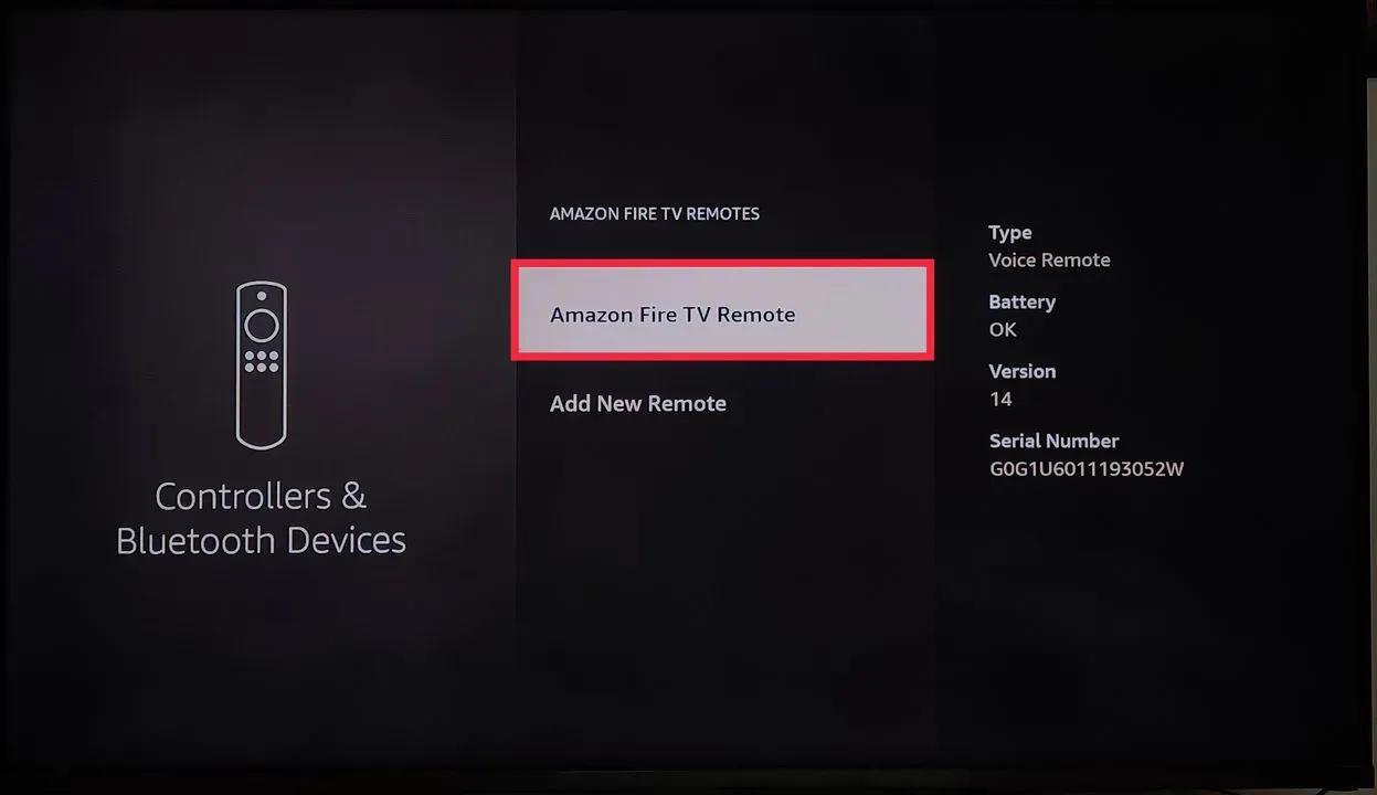 Image showing Amazon Fire TV remote from the options